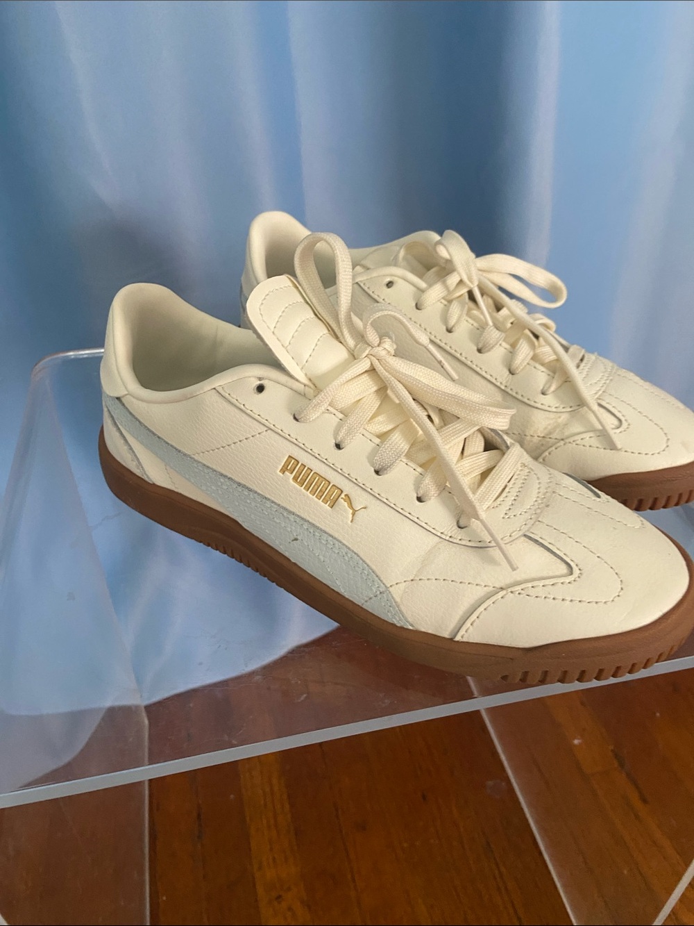 Puma Cream Leather Sneakers with Gum Sole